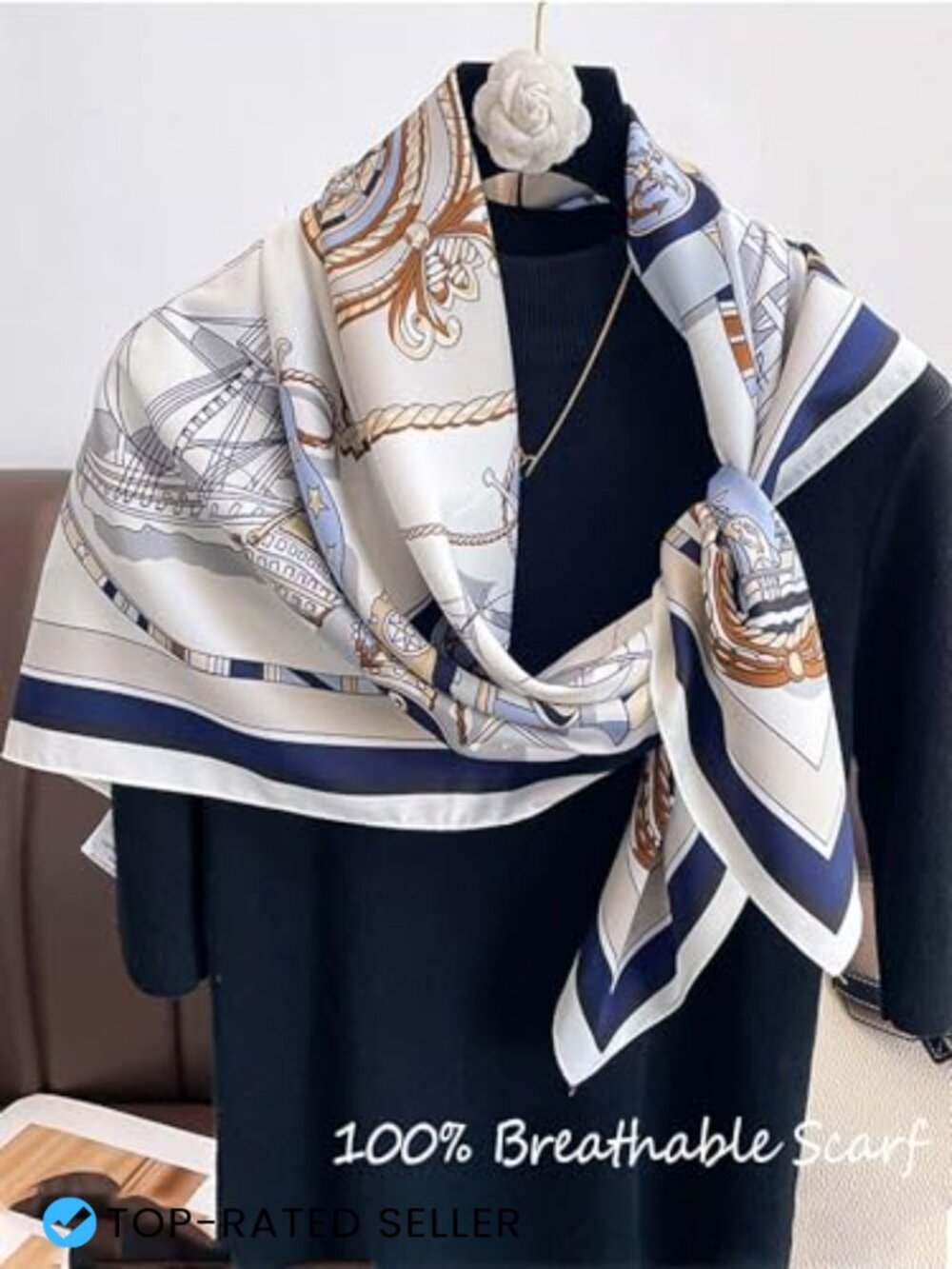 21" Square Neckerchief Wrap Head Scarf Fashion Accessory Lightweight Chic - Picture 5 of 7